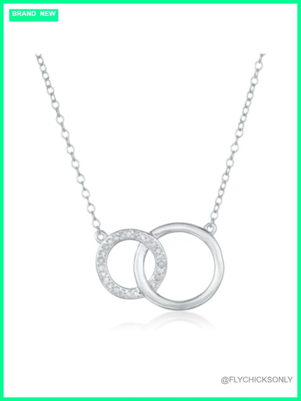 Lavari Jewelers 0.125 Carat Diamond Interlocking Circles Pendant Necklace, 925